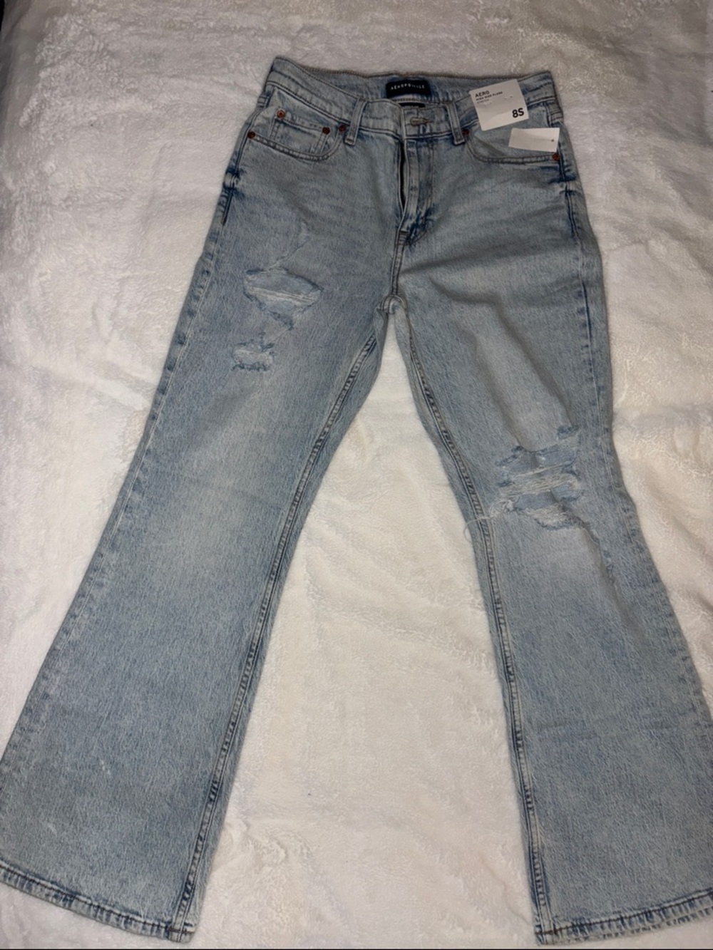 Light Wash Distressed Straight Jeans